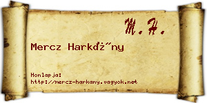 Mercz Harkány névjegykártya